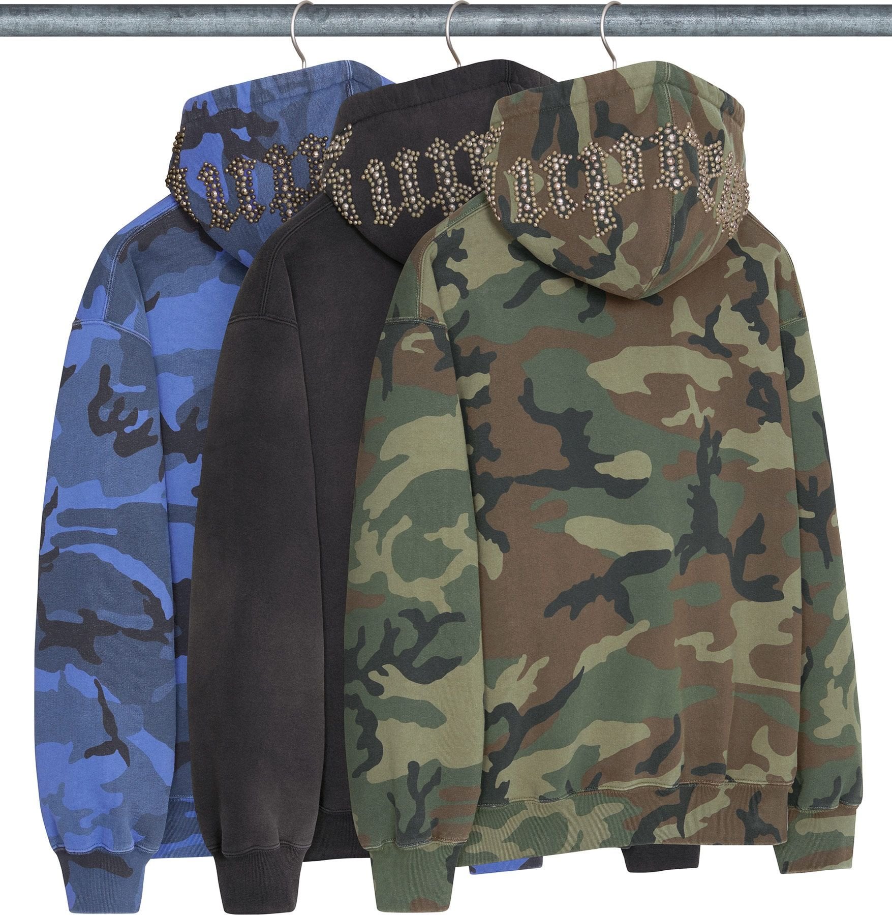 Overdyed Studded Hooded Sweatshirt